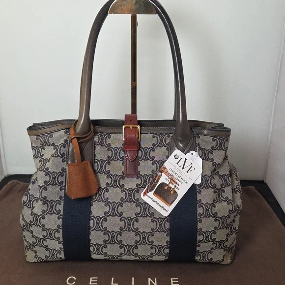 Celine 1980's Vintage Ultra Rare Collectors Piece Canvas/Leather expandable tote - Picture 11 of 17